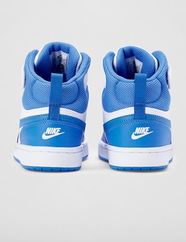 Nike Little Kids' Court Borough Mid 2 Shoes, White/Blue Crystal-Blue Crystal-White, 13C