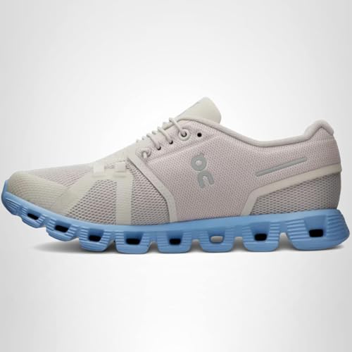 On Women's Cloud 5 Sneakers, Pearl/Neptune, 8.5 Medium US