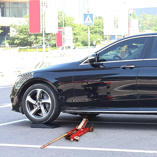 OULEME 2.44" Lift Low Profile Car Service Ramp - 2 Pack with Anti-Slip Pads for Lift Maintenance and Oil Changes, Low-Chassis Car Tire Ramps for Jack Support