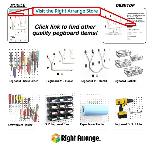 Right Arrange Pegboard Basket Size XL, Black - Hooks to Any Peg Board - Square Style Wire Shelf Baskets - Organize Tools, Workbench, Accessories, Garage Storage - Wall Organizer Attachments