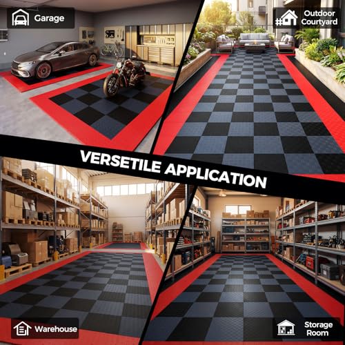CAMMOO Upgraded V2.0 Garage Floor Tiles 12"x12", Graphite Gray