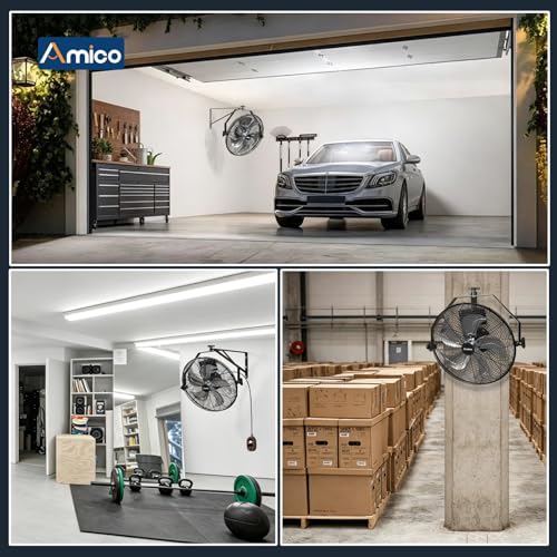 Amico 18 Inch Wall Mount Fan with Remote, Brushless DC Motor, 9-Speed