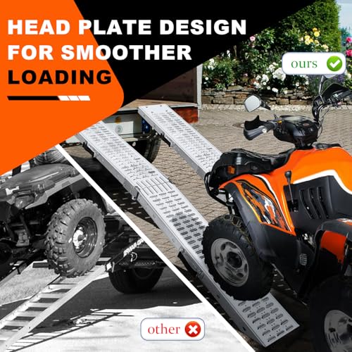 Arejonner 72.5" Heavy Duty Folding Loading Ramps, 1500lb Capacity, Ideal for Motorcycles, Lawn Mowers, ATVs, UTVs, and More – Pack of 2 with Safety Straps and Gloves