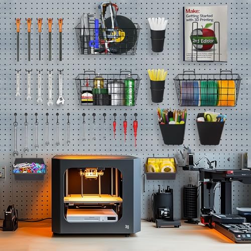 Pegboard Basket Organizers, 42Pack Peg Board Baskets Hooks Bins Cups(Black)