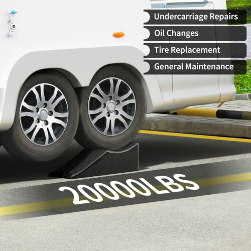 Heavy Duty Car Ramps for Oil Change,RV Wheel Ramp 20,000lbs Capacity,5.5" Lift Non-Slip Portable Vehicle Service Ramps for RV, Camper, Trucks,SUVs,Tandem Axle Trailer Tire Repair & Replacement(1 pack)