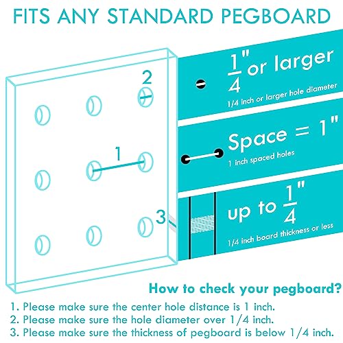 Pegboard Shelf Hooks, 8PACK Metal Utility Hook Set, 1/4 inch Peg Board Organizer Accessories, Shelves and Baskets Brackets, Display and Storage Rack for Garage Workbench Art Craft Office (Black, 8")