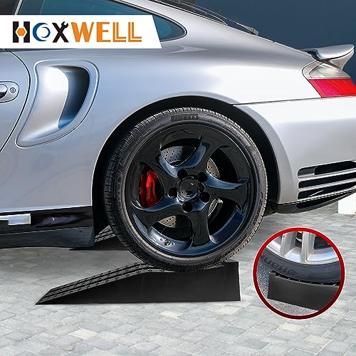 HOXWELL Portable Car Ramps for Oil Changes High Lift, Heavy Duty Low Profile Car Ramps for Jack Support, Vehicle Ramps for Garage, 31.5''x8.1''x4.9'', GVW 10000 LBS, 2PCS