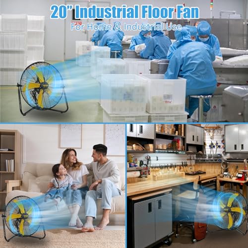 HiCFM 2 Pcs 20-inch 5300 CFM High Velocity Metal Floor Fan