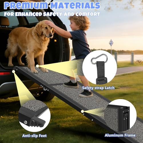 Dog Ramp for Car, Truck, 63"x17" Folding Non-Slip Pet Ramp for Large Dogs