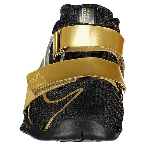 Nike Romaleos 4 Weightlifting Shoes (CD3463-001, Black/Metallic Gold/White/Metallic Gold) Size 6