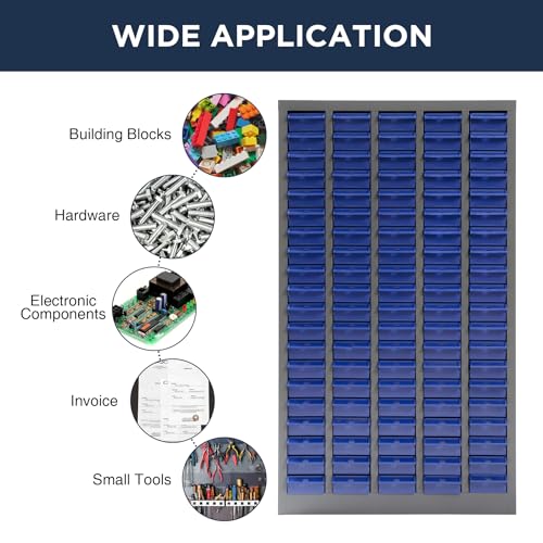 biosp 100 Drawers Bolt and Nut Tool Storage Cabinet Parts Cabinet Hardware Organization Shelves Bolts Bin Tool with ABS Material Drawer Label Stickers for Tool Hardware Storage, Grey
