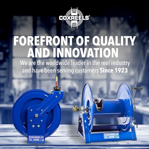 Coxreels P-LP-350 Retractable Air/Water Low-Pressure Hose Reel, P Series, 3/8 in x 50 in 300 PSI - Easy-to-Use Compact Design- Heavy-Duty Steel Construction, Made in The USA