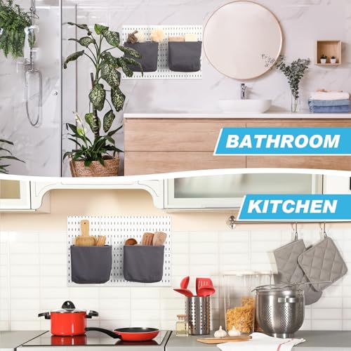 Vincreem 4 Pcs Pegboard Bags with Hooks Woven Pegboard Baskets Pegboard Accessories Compatible with IKEA Pegboard for Wall Organizer, Crafts Organization, Ornaments Display, Nursery Storage
