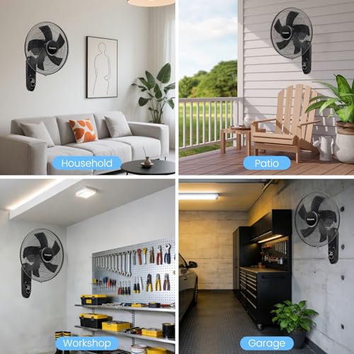Fanspex 16" Wall Mounted Fan for Home Garage Workshop Greenhouse