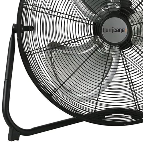 Hurricane Pro High Velocity Metal Blade Floor Fan, 3 Speeds, Black, 20in