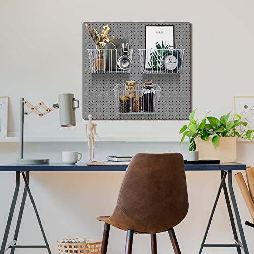 Sieral 4 Pack Pegboard Baskets, Pegboard Hooks Assortment Various Tools Storage, Pegboard Parts Storage System Peg Board Workbench Metal Wire Shelves for Organizing Hardware Attachments