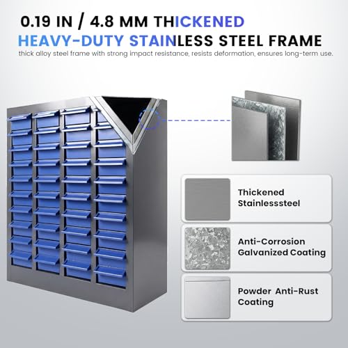 Vohala 40-Drawer Bolt Bin, Parts Organizer Cabinet with ABS Drawer, Parts Cabinet with Drawers for Nuts Bolts Screws, Metal Storage Cabinet for Garage, Workshop, Home & Office