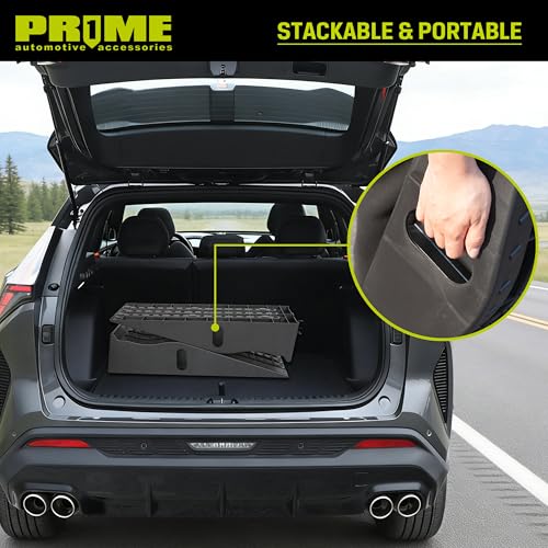 PR1ME Portable Car Ramps -9500lb GVW Capacity,2 Pack Drive Up Car Truck Vehicle Lifts for Home Garage Maintenance, Oil Changes
