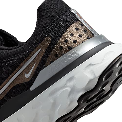 NIKE Women's React Infinity Run Fk 3 Shoe, Black Anthracite Metallic Copper Metallic Silver, 7 UK