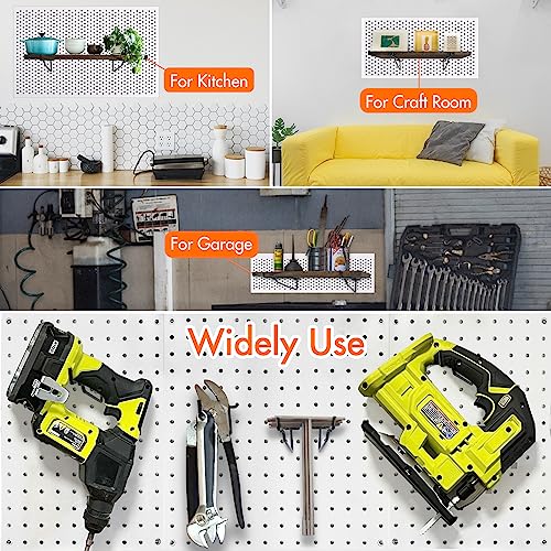 Pegboard Shelf Hooks, 10 Pack 8" Black Peg Board Brackets, Heavy Duty Steel
