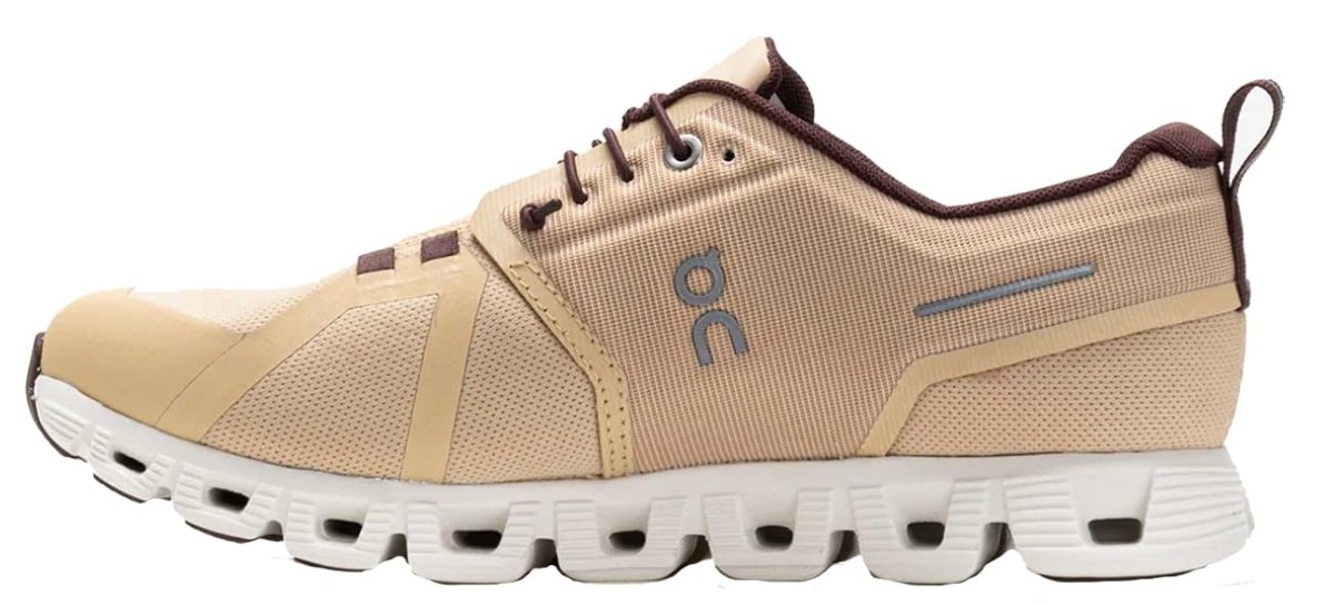 On Men's Cloud 5 Waterproof Sneakers, Savannah/Ivory, 9 Medium US