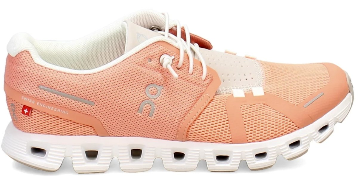 On Womens, Cloud 5 Flamingo/Pearl 6 Medium