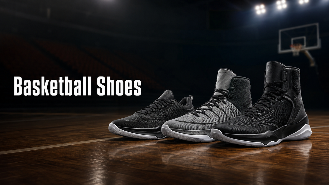 Basketball shoes on an indoor court