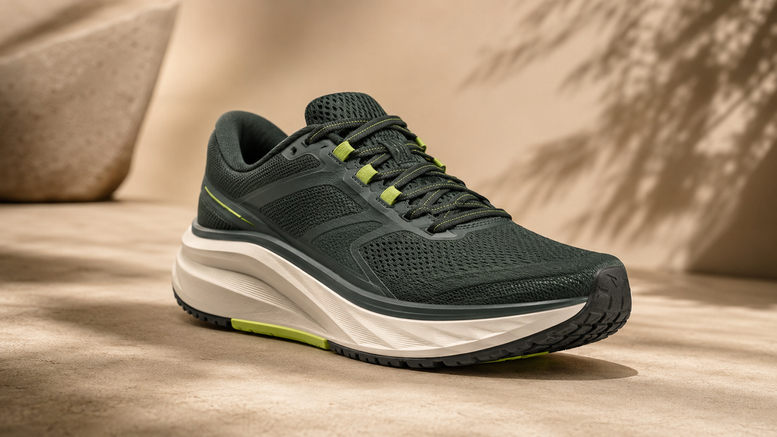 Unbranded stability running shoe with a broad supportive base