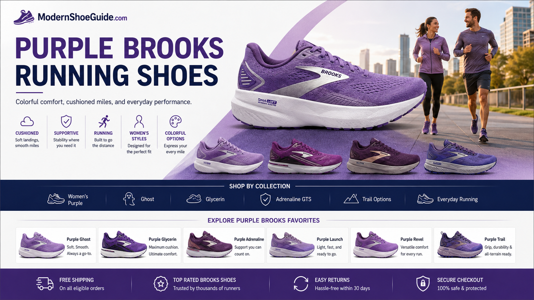 Purple Brooks running shoes in lavender, violet, plum, and purple-accent colorways