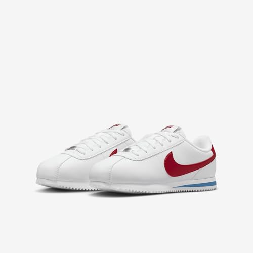 Nike Cortez Big Kids' Shoes (DM0950-115, White/Varsity Blue/Varsity Red) Size 7