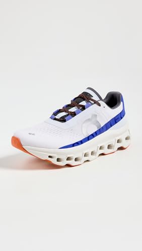 On Men's Cloudmonster Sneakers, Frost/Cobalt, White, 10.5 Medium US