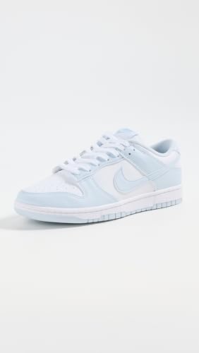 Nike Women's Dunk Low Leather Sneakers, White/Blue Tint, 9 Medium US