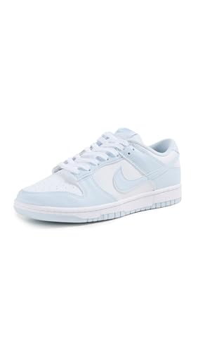 Nike Women's Dunk Low Leather Sneakers, White/Blue Tint, 9 Medium US