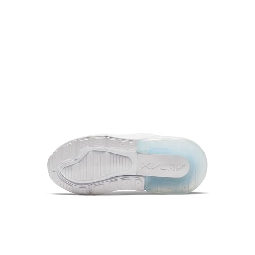 Nike Little Kids' Air Max 270 Shoes, White/White-Metallic Silver, 11C