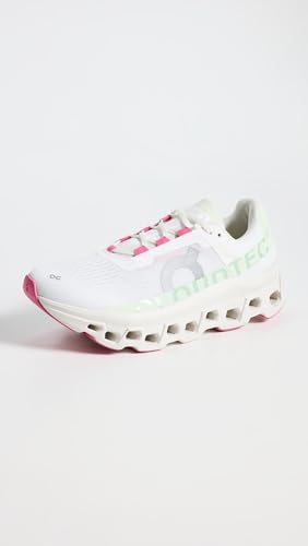 On Women's Cloudmonster Sneakers, White/Lima, 11 Medium US