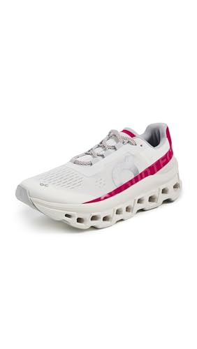 On Women's Cloudmonster Sneakers, Ivory/Grenadine, 9.5 Medium US