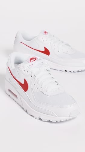 Nike Men's Air Max 90 Sneakers, White/University Red, 8 Medium US