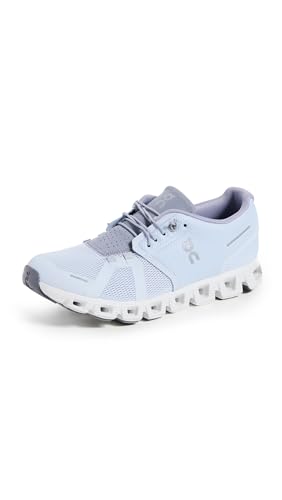 On Women's Cloud 5 Sneakers, Heather/Fossil, Blue, 6 Medium US