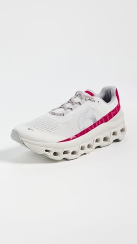 On Women's Cloudmonster Sneakers, Ivory/Grenadine, 9.5 Medium US