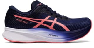 ASICS Women's Magic Speed 2 Running Shoes, 6, Indigo Blue/Papaya