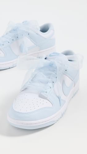 Nike Women's Dunk Low Leather Sneakers, White/Blue Tint, 9 Medium US