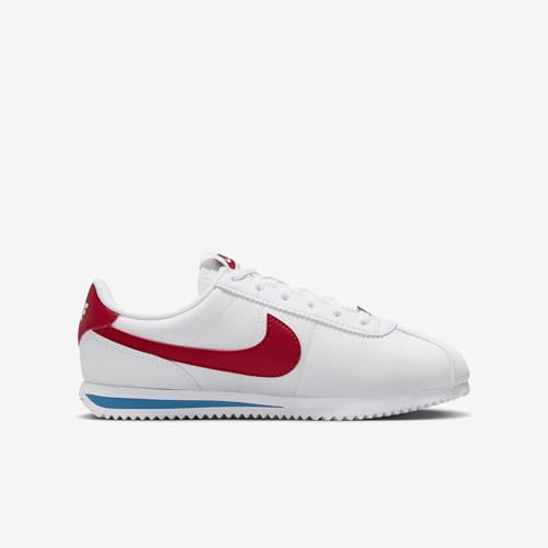 Nike Cortez Big Kids' Shoes (DM0950-115, White/Varsity Blue/Varsity Red) Size 7