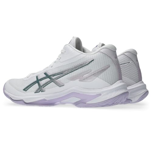ASICS Women's Netburner Ballistic FF MT 4 Volleyball Shoes, 8, White/Dahlia