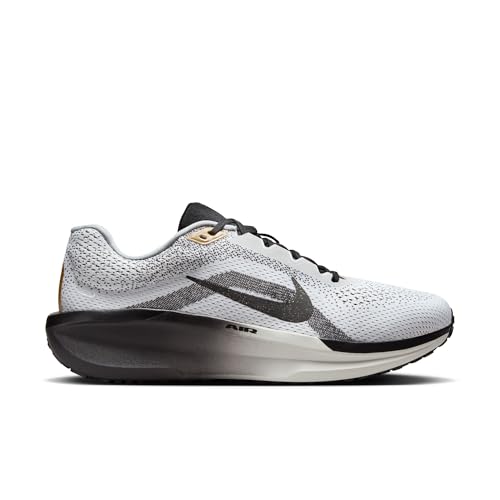 Nike Winflo 11 SE Men's Road Running Shoes (HQ7975-100, White/Metallic Gold/Light Smoke Grey/Black) Size 13