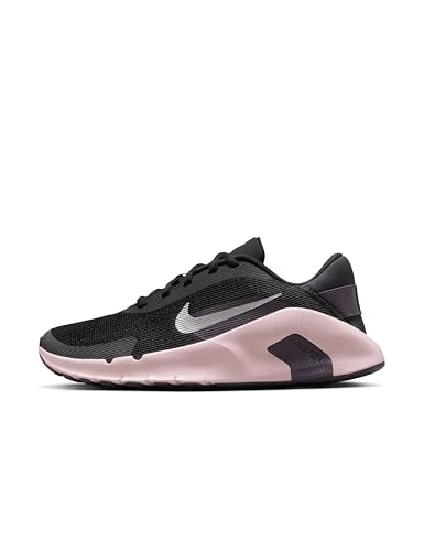 Nike Women's Flex Train Training/Workout Shoes, Black/Metallic Platinum-Silt Red-Cave Purple, 12