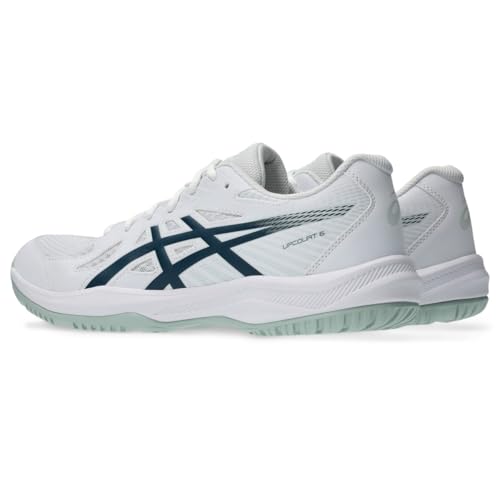 ASICS Men's Upcourt 6 Volleyball Shoes, 13, White/Tranquil Teal