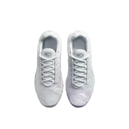 Nike girls Air Max Plus shoe, White Metallic Silver 100, 6 Big Kid