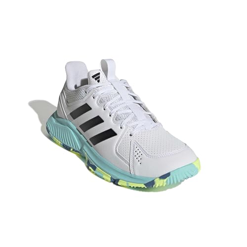 adidas Women's Court Flight, White/Black/Flash Aqua, 6