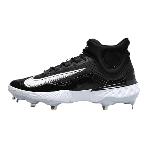 Nike Men's Alpha Huarache Elite4 Mid Baseball Shoes Spikes Cleats Black/Dark Smoke/Grey #DJ6520-011 - Size Men's 16