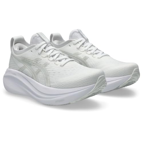 ASICS Women's Gel-Nimbus 27 Running Shoes, 12, White/Glacier Grey